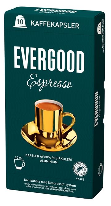 Hovedbilde Evergood espresso Nespresso kaffekapsel 100stk