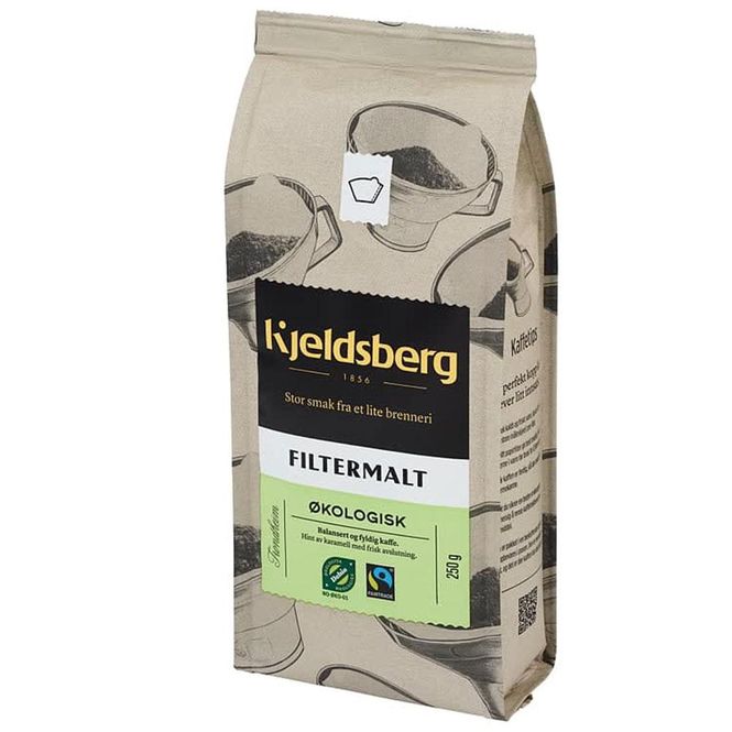 Hovedbilde Kjeldsberg kaffe filtermalt økol 250g 24 poser