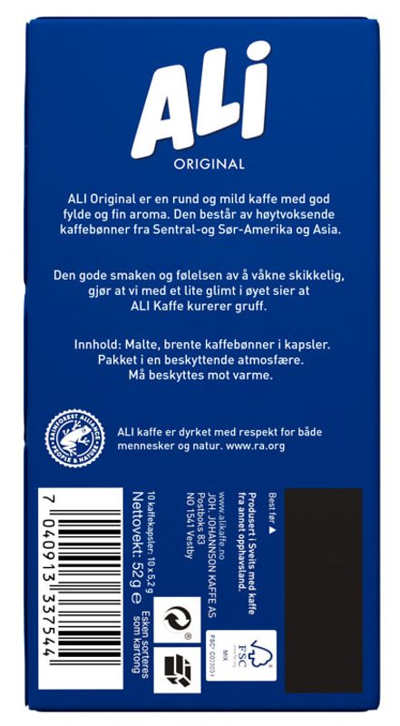 ALI ORIGINAL KAFFEKAPSEL 10STK for Nespresso