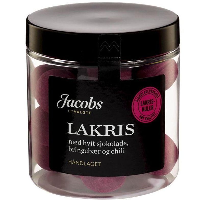 Lakriskuler m/hvit sjoko/br.bær/chili