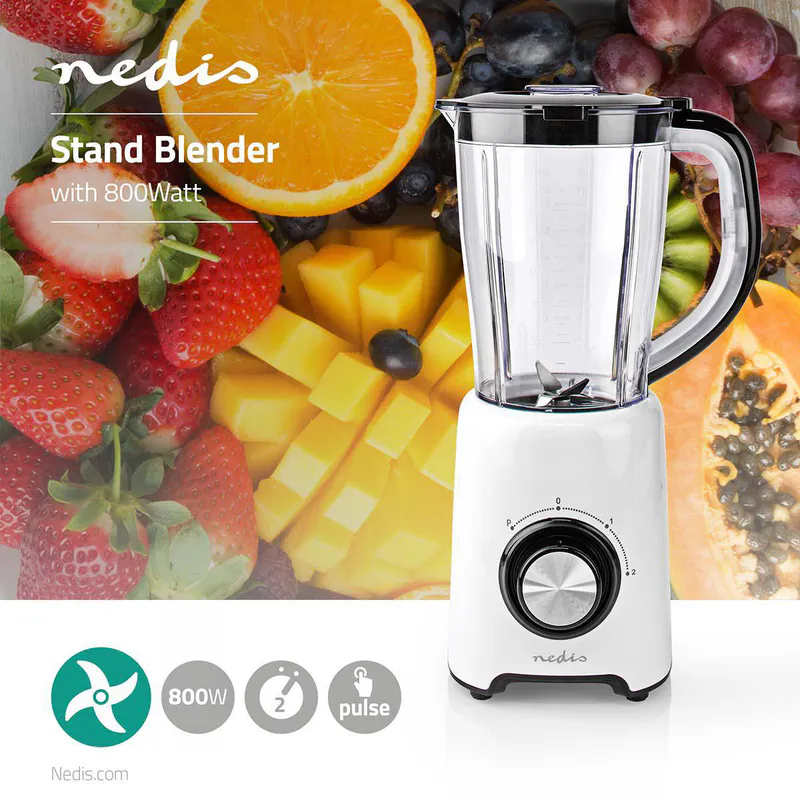 Stand Blender 800W 1.5L Plast 2 Hastighetsinnstillinger Hvit