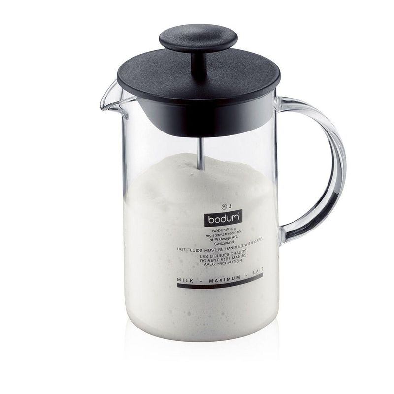 Manuell melkeskummer med glass håndtak, 0.25 l - LATTEO Bodum