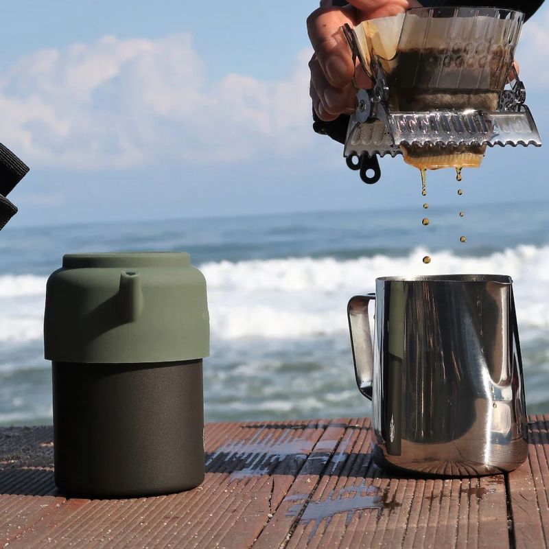 Sett med sammenleggbar dripper, tut til kanne og filter